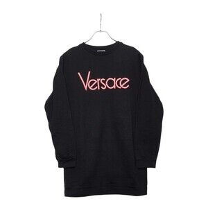 Versace Logo Oversized Cotton Sweatshirt Black